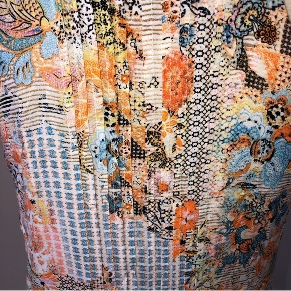 Sanctuary Sleeveless Mixed Print Summer Dress Size S Pleated Tiered Viscose - Picture 5 of 12